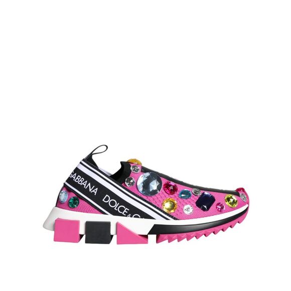 Dolce & Gabbana Pink Sorrento Crystals Low Top Sneakers Women\'s Shoes